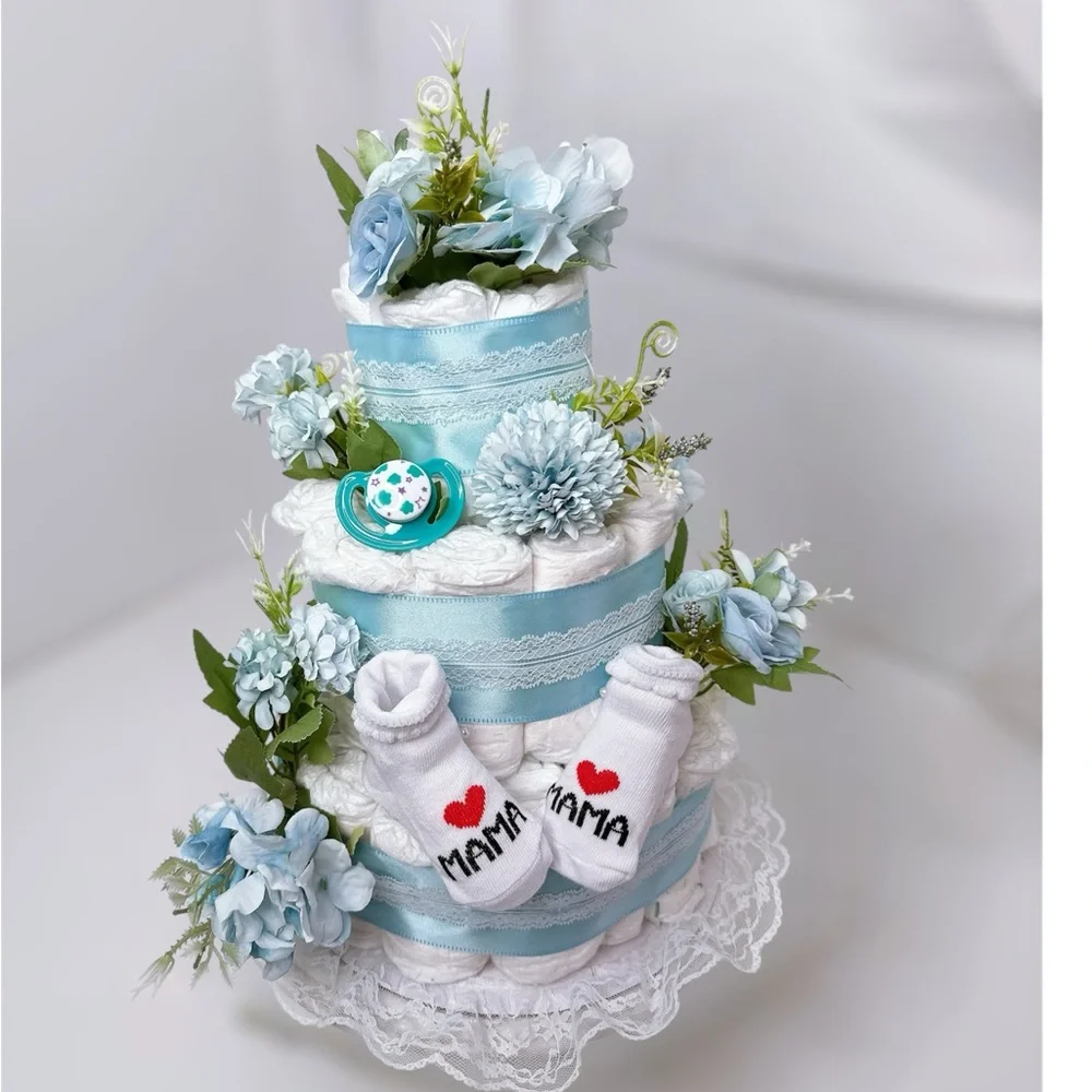 Flowers Boy Diaper Cake, Baby Shower Gift